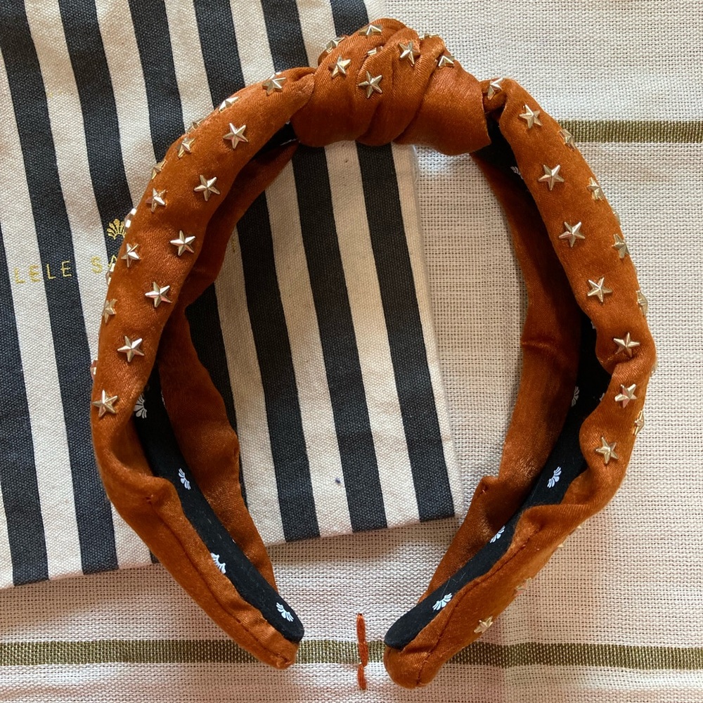 Lele Sadoughi Copper Star-Studded Silk Headband
